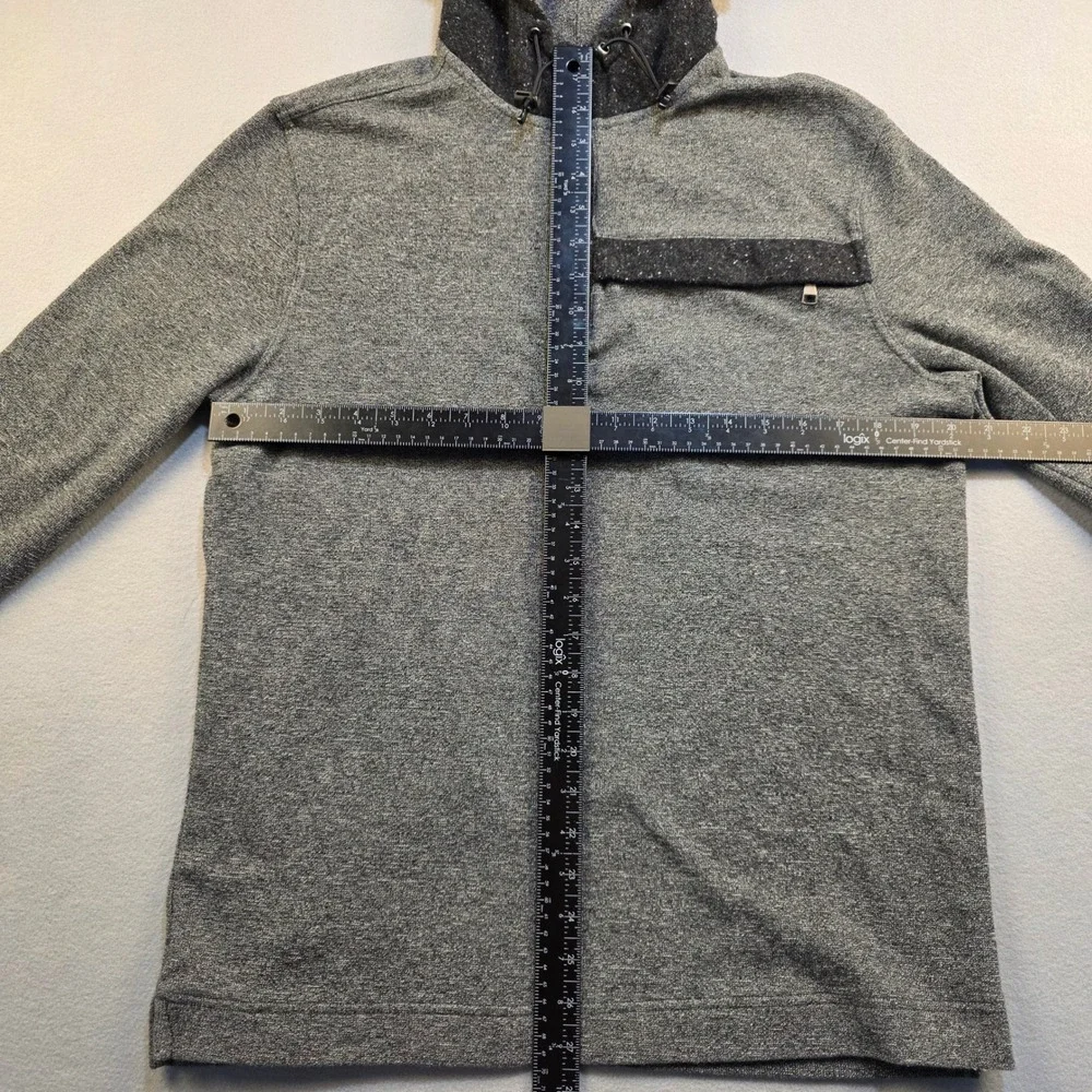 Banana Republic Mens Gray Quarter Zip Hoodie Speckled Wool Blend Hood‎ Large